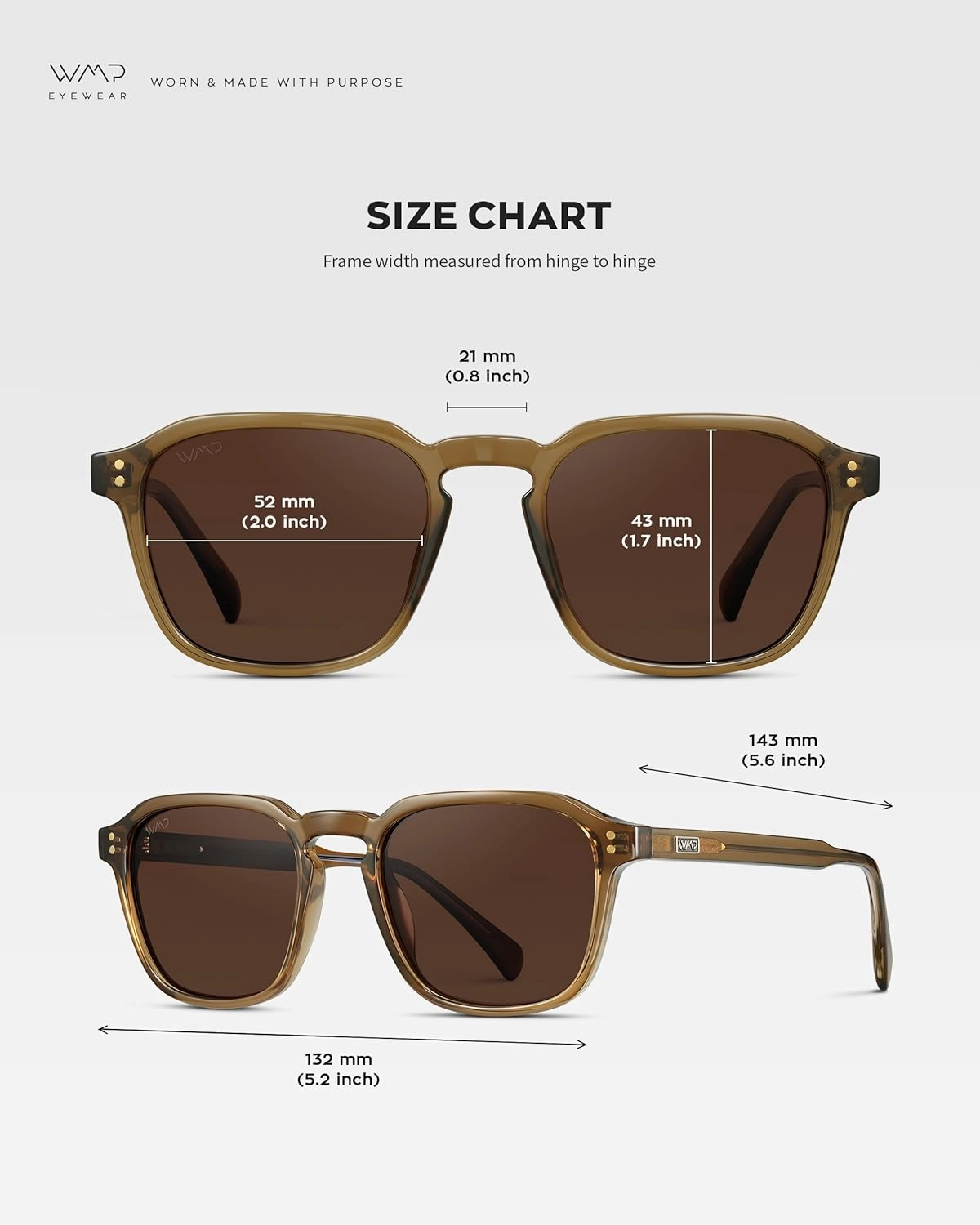 WMP Eyewear - Men's Polarized Square Sunglasses, Wide Fit: Modern Retro Style with Unique Color Combos