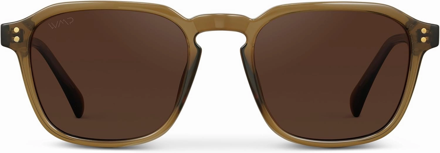 WMP Eyewear - Men's Polarized Square Sunglasses, Wide Fit: Modern Retro Style with Unique Color Combos