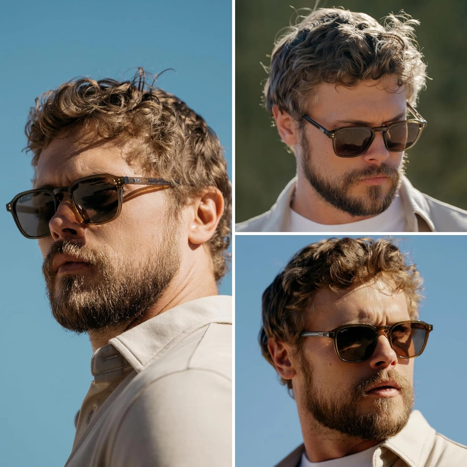 WMP Eyewear - Men's Polarized Square Sunglasses, Wide Fit: Modern Retro Style with Unique Color Combos
