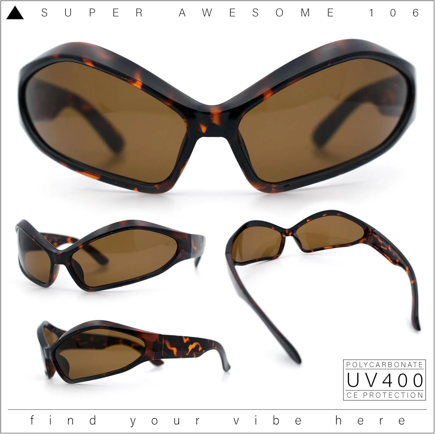 Womens Trendy Wrap Around Bug Eye Oval Sport Fashion Plastic Sunglasses