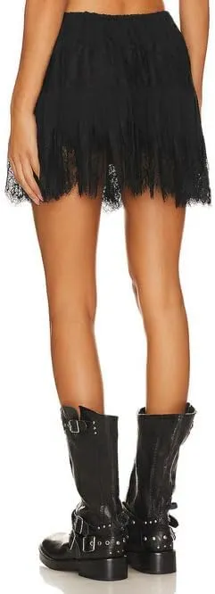 Womens Y2k Lace Ruffle Mini Skirt Layered Low Rise Pleated Micro Skirt Floral Sheer Tiered Flowy Short Slip Skirts