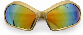 Womens Trendy Wrap Around Bug Eye Oval Sport Fashion Plastic Sunglasses