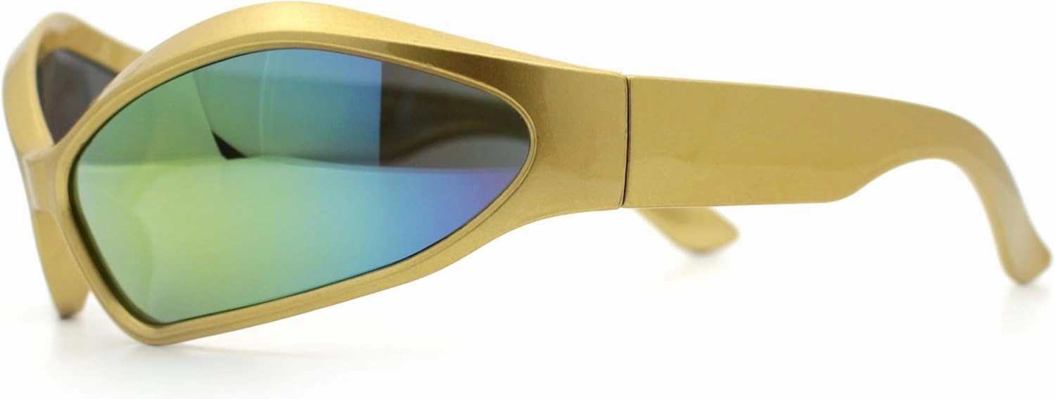Womens Trendy Wrap Around Bug Eye Oval Sport Fashion Plastic Sunglasses