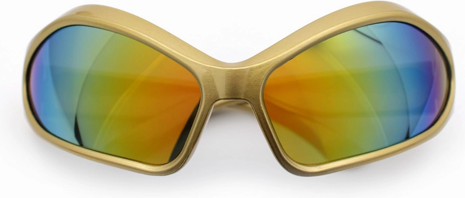 Womens Trendy Wrap Around Bug Eye Oval Sport Fashion Plastic Sunglasses