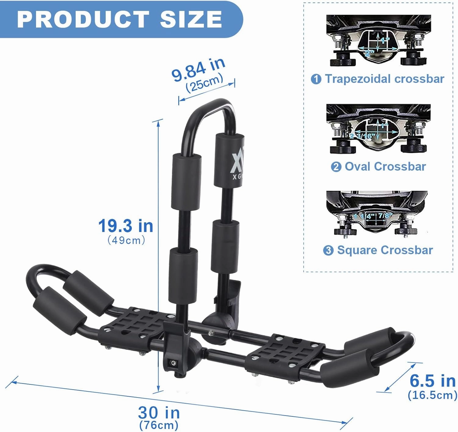 XGeek Kayak Roof Rack 4-in-1 for Kayak, Surfboard, Canoe and Ski Board Rooftop Mount Carrier Folding Adjustable Bilateral J-Style Rack on SUV, Car and Truck
