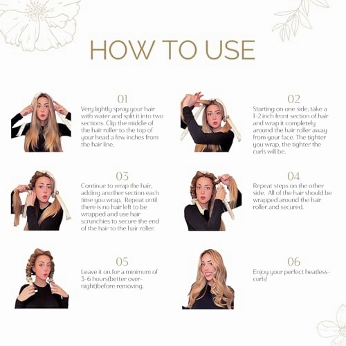 Yanibest Heatless Hair Curler to Sleep in, Overnight curl headband, No Heat Hair Curler Set with Hair Clip Scrunchies for Styling