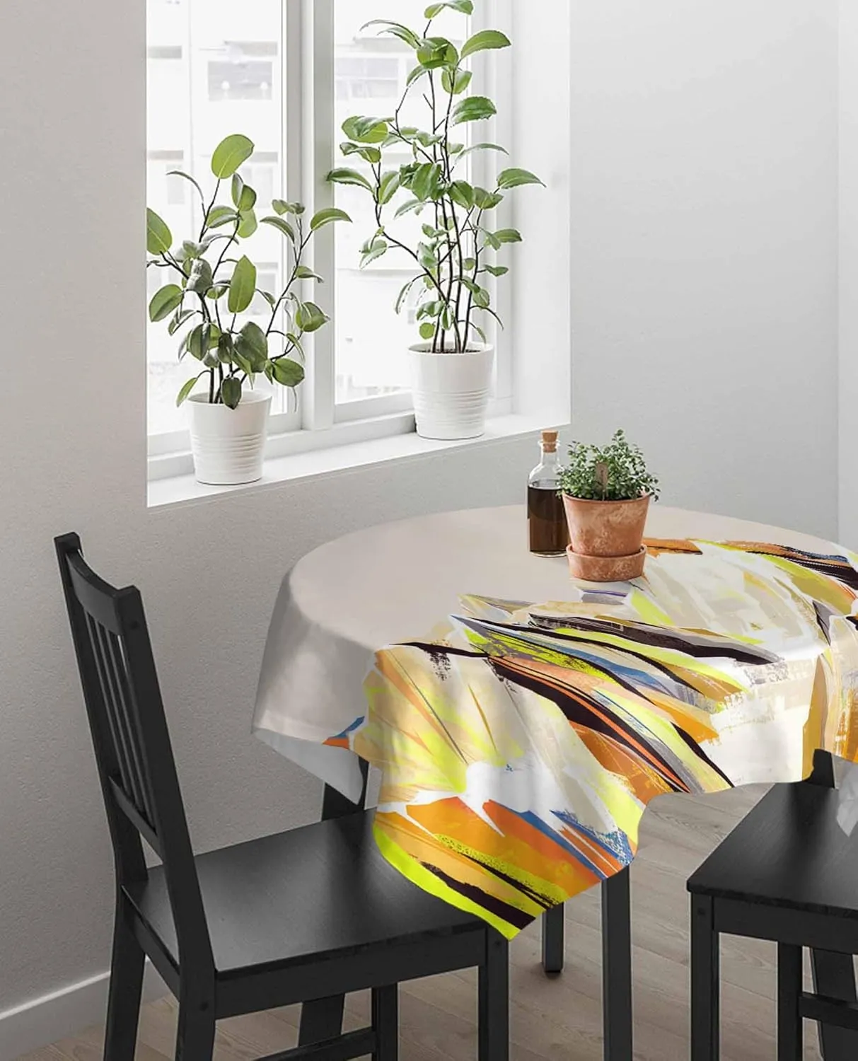 Yellow Mountain Tablecloth Waterproof for Round/Rectangle/Oval/Square Tablecloth 54x54 in Table Cloth Cover for Fall Baby Shower Christmas Wedding Party,Abstract Multicolor Mountain Range Landscape