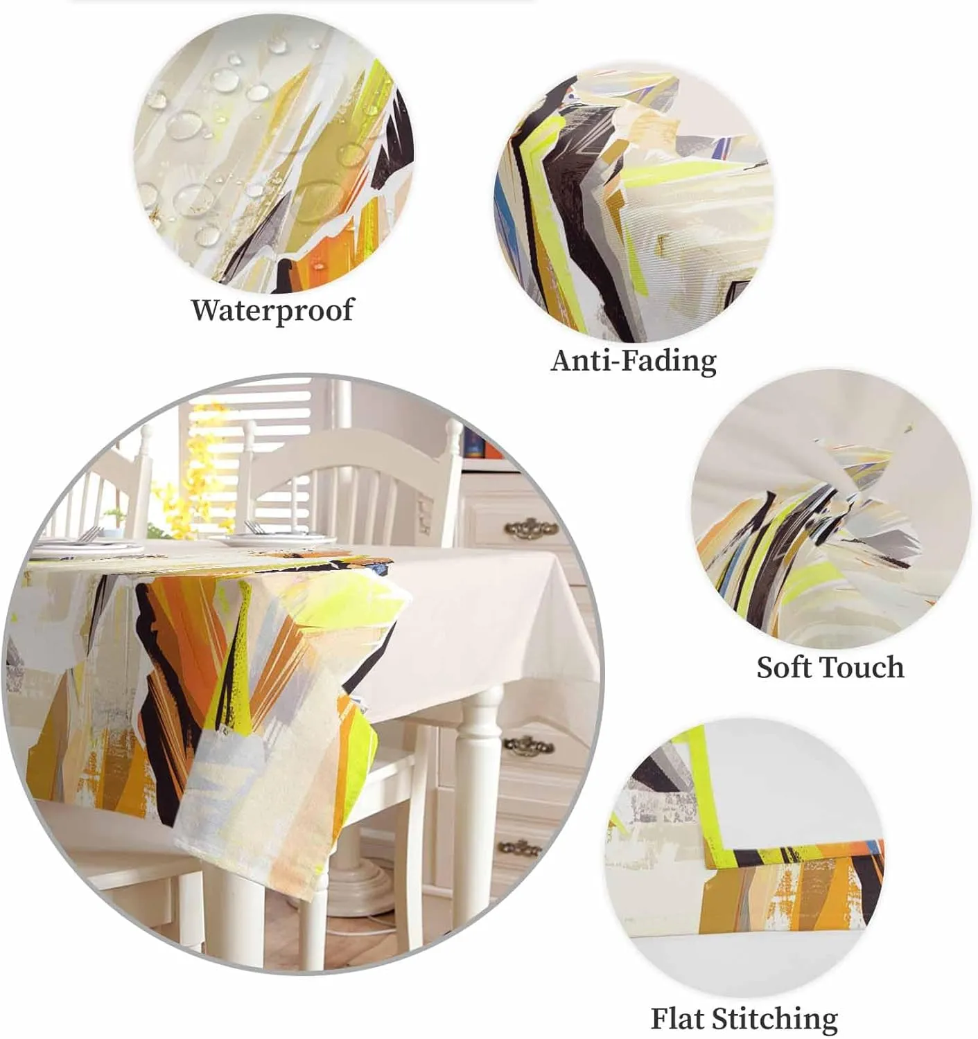 Yellow Mountain Tablecloth Waterproof for Round/Rectangle/Oval/Square Tablecloth 54x54 in Table Cloth Cover for Fall Baby Shower Christmas Wedding Party,Abstract Multicolor Mountain Range Landscape